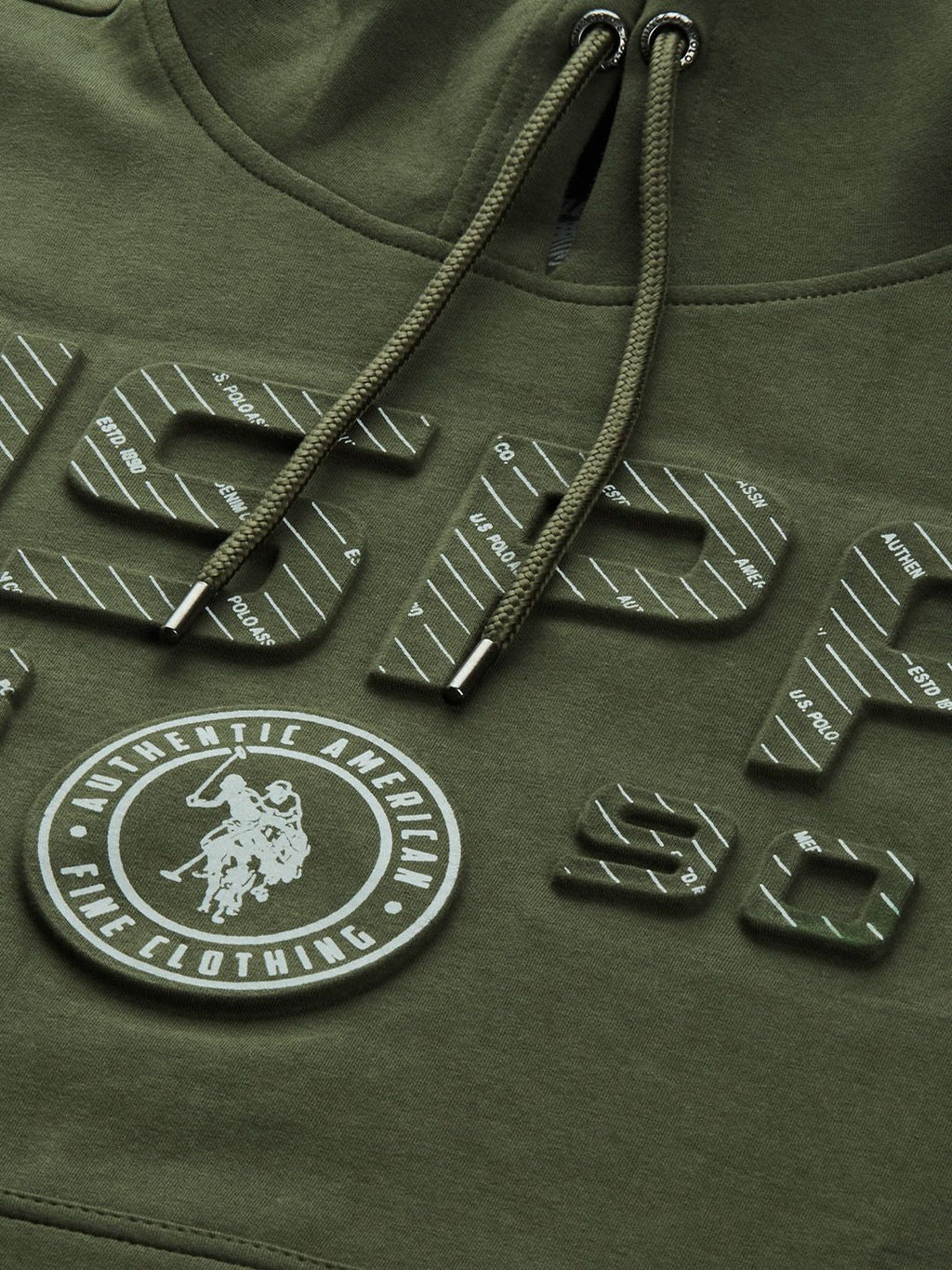  U.S. Polo Assn. Denim Co. Men Green Brand Logo Embossed Hooded Sweatshirt