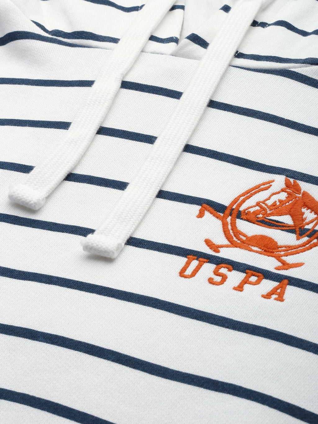 U.S. Polo Assn. U S Polo Assn Men White Striped Hooded Sweatshirt