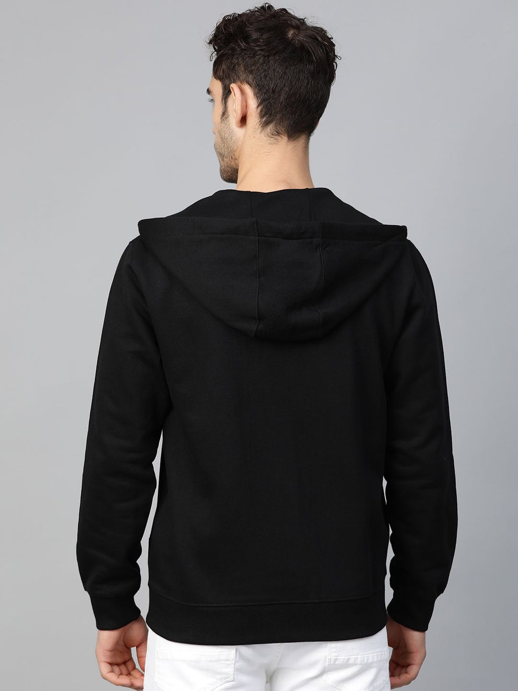  Roadster Men Black Solid Hooded Sweatshirt