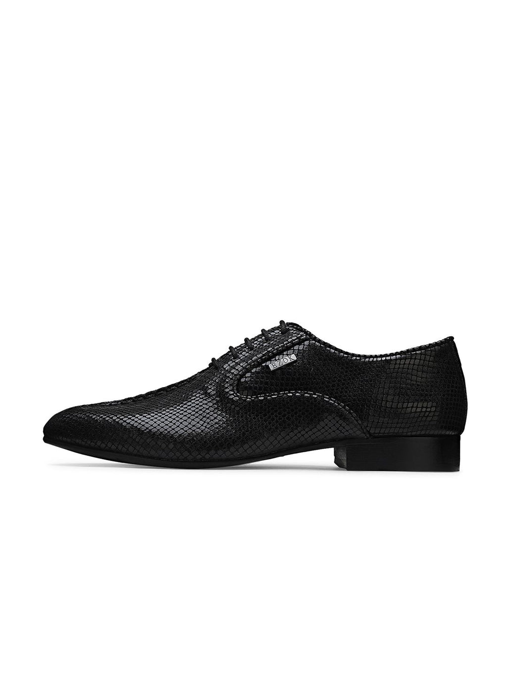  EZOK Men Black Textured Leather Formal Derbys