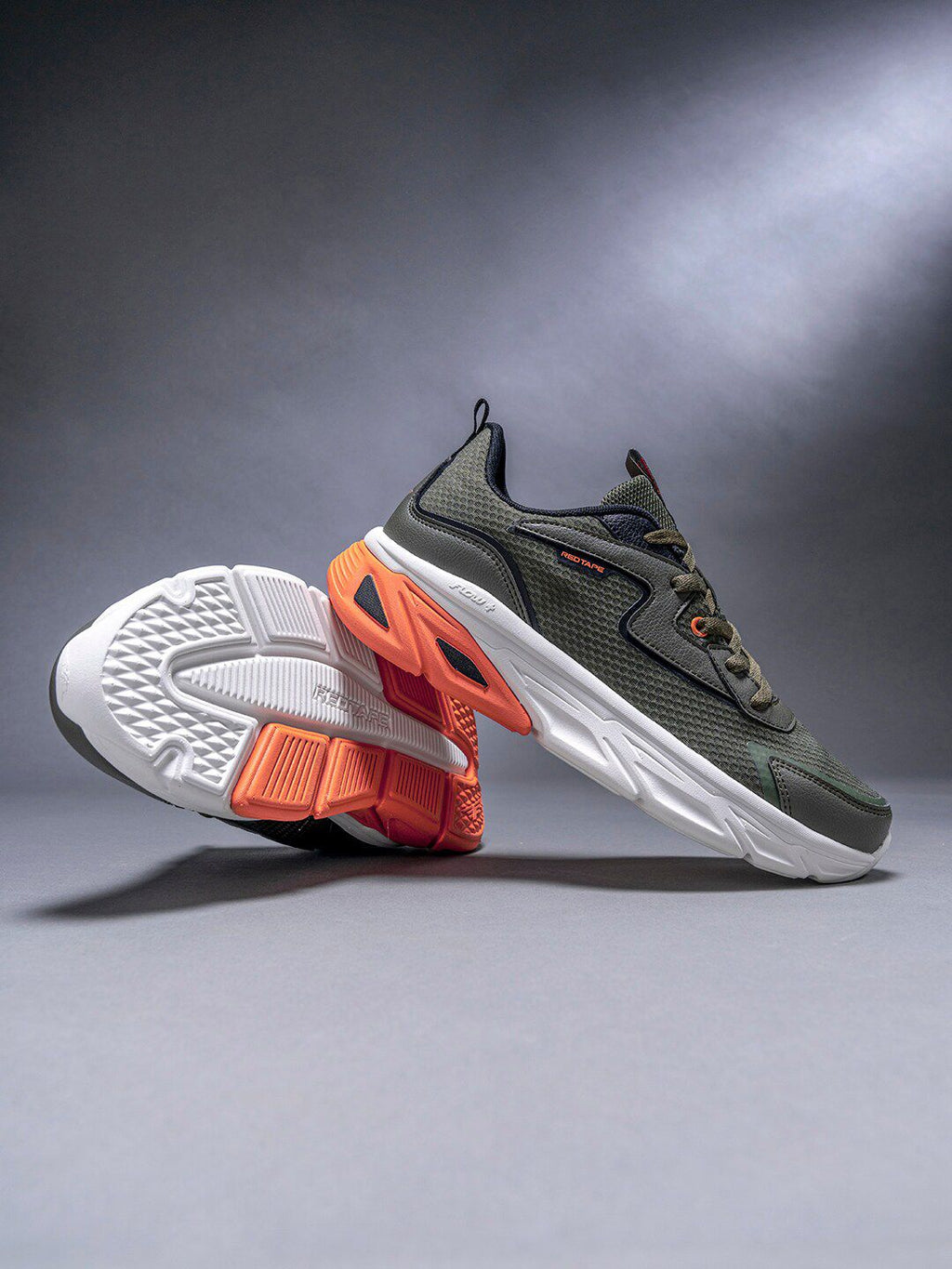  Red Tape Men Olive Green Mesh Walking Shoes