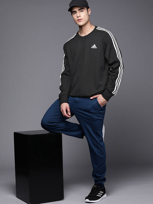  ADIDAS Men Essentials French Terry Pure Cotton 3-Striped Sweatshirt