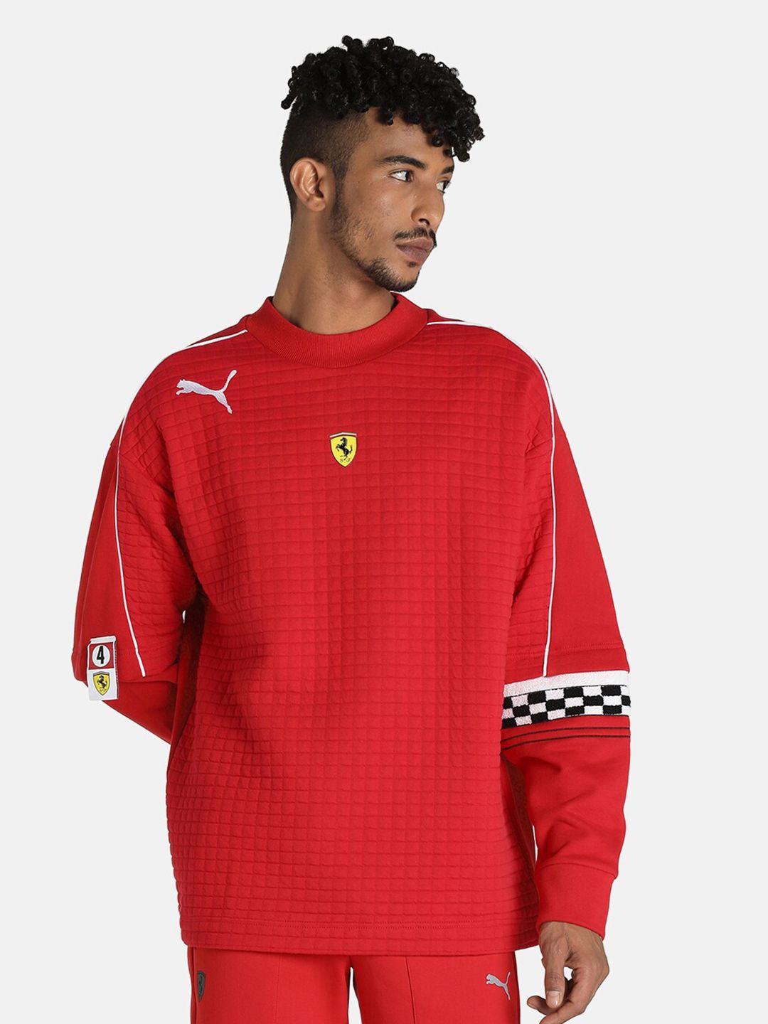  PUMA Motorsport Men Red Ferrari Race Statement Crew Solid Motor Sports Sweatshirt