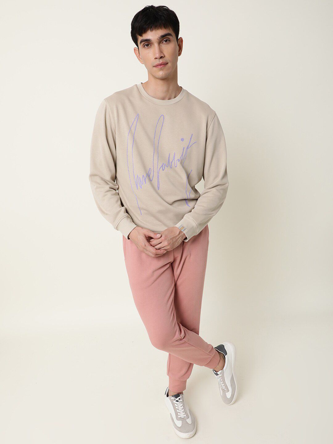  RARE RABBIT Men Beige Printed Sweatshirt