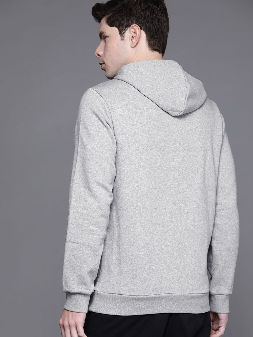  ADIDAS Men Grey Melange & Black BL FL Hooded Sweatshirt