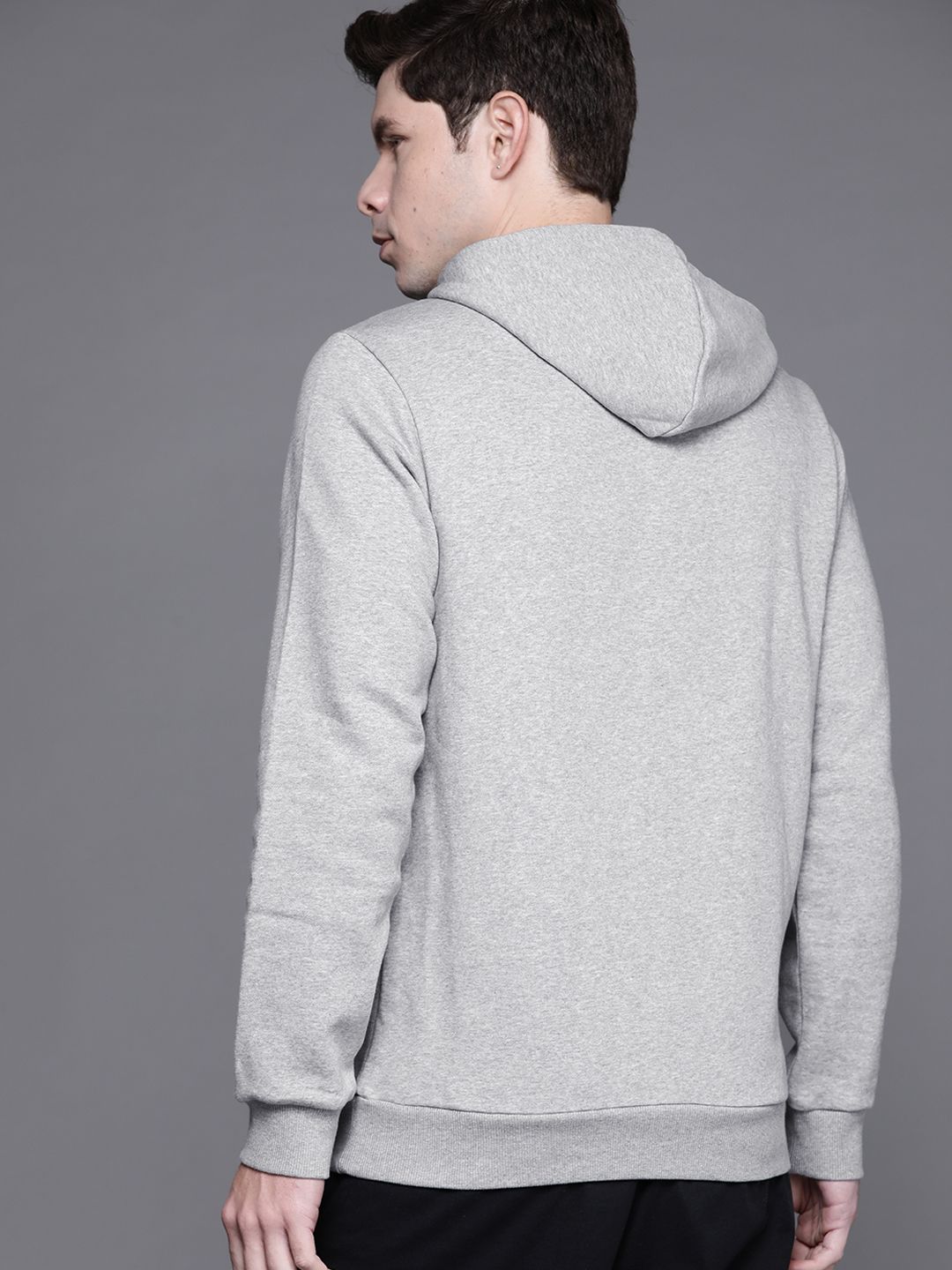  ADIDAS Men Grey Melange & Black BL FL Hooded Sweatshirt