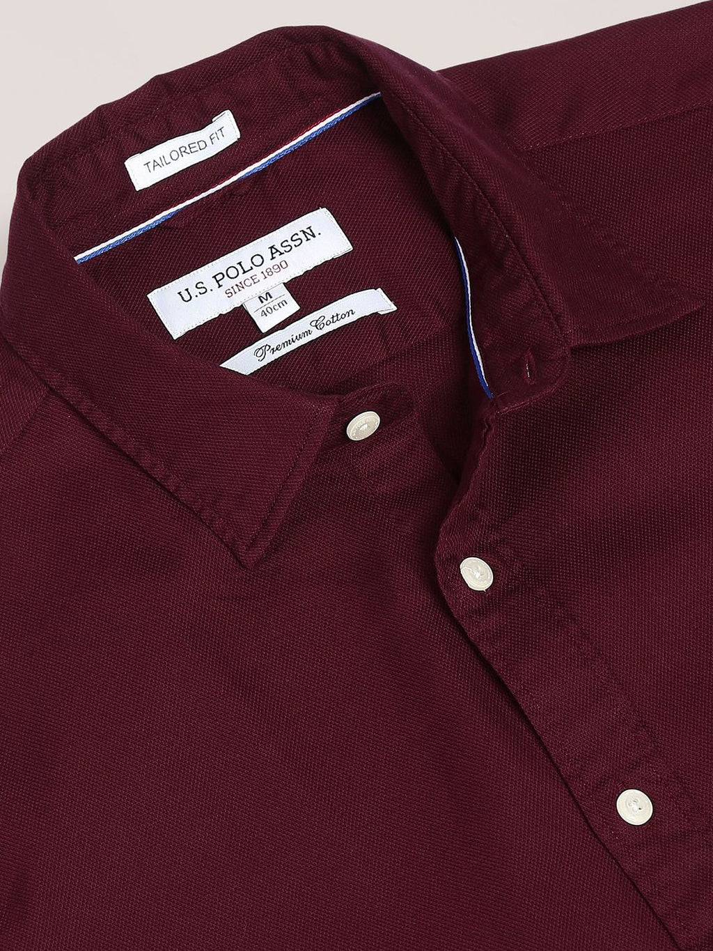 U.S. Polo Assn. U S Polo Assn Men Maroon Cotton Classic Everyday Shirt
