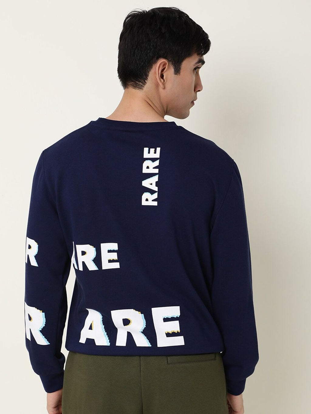 RARE RABBIT Men Navy Blue Printed Cotton Sweatshirt