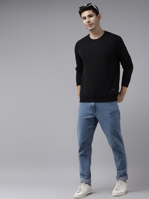  Almo Wear Men Black Lightweight Ultra-warm Sweatshirt