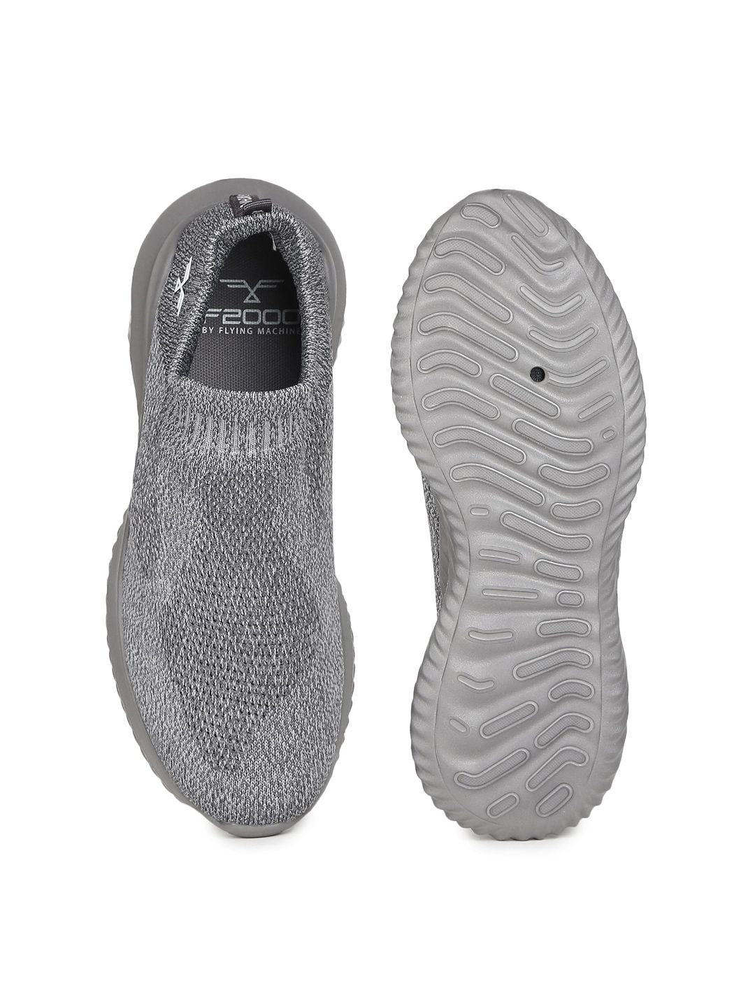  Flying Machine Men Grey Textile Walking Shoes