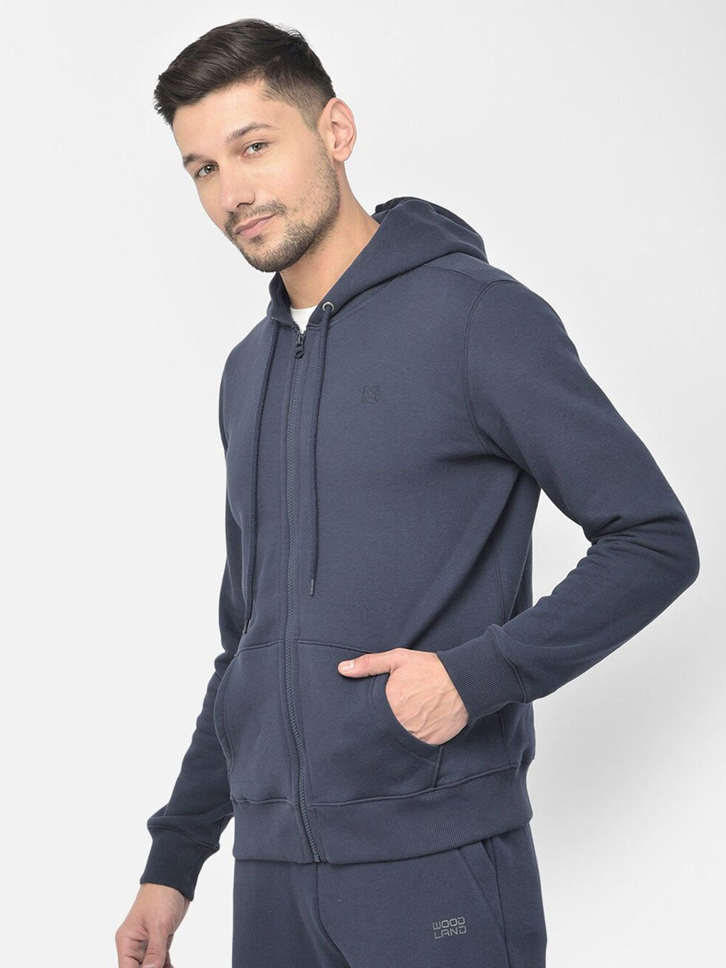  Woodland Men Navy Blue Solid Sweatshirt