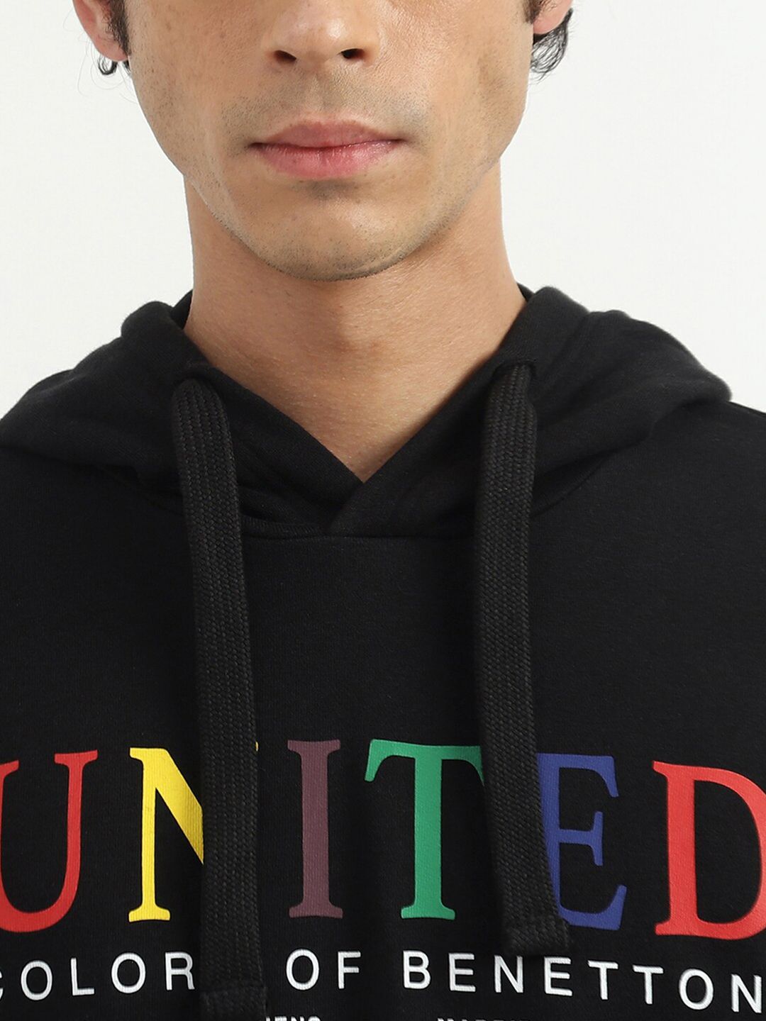  United Colors Of Benetton Men Black Printed Cotton Sweatshirt