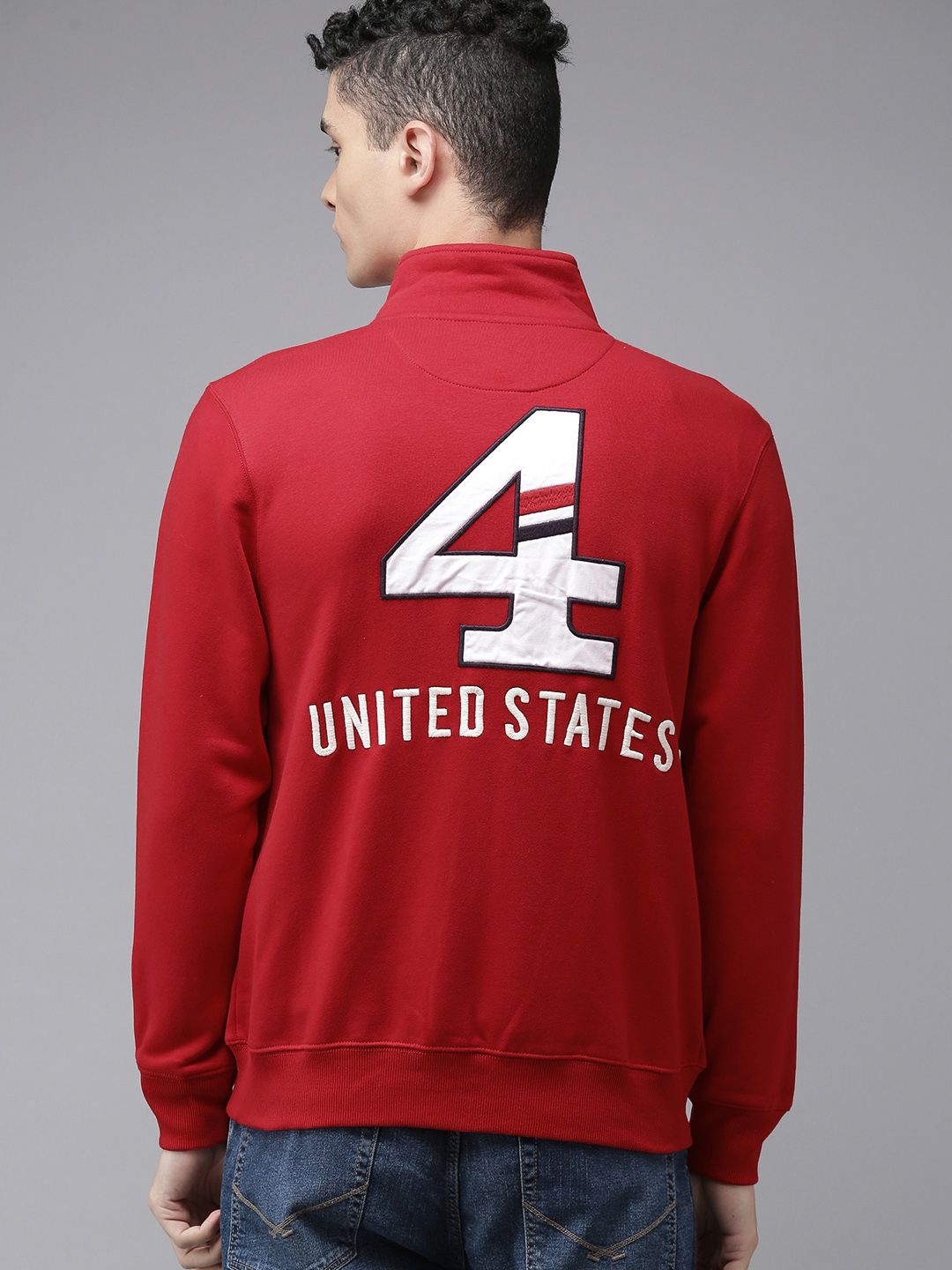 U.S. Polo Assn. U S Polo Assn Men Red Full Sleeves Front Open Sweatshirt