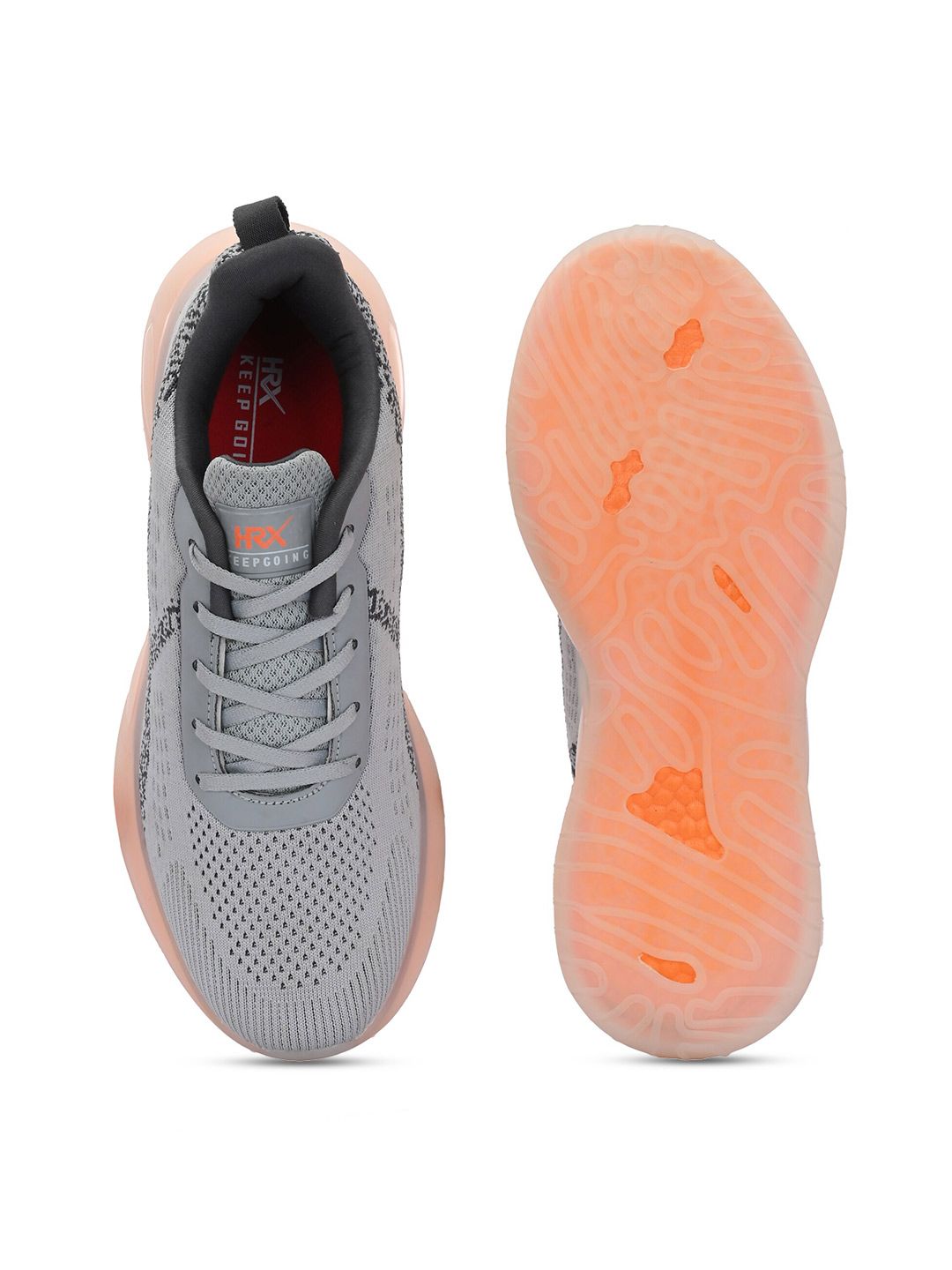  HRX By Hrithik Roshan Men Grey & Peach Coloured Mesh Walking Shoes