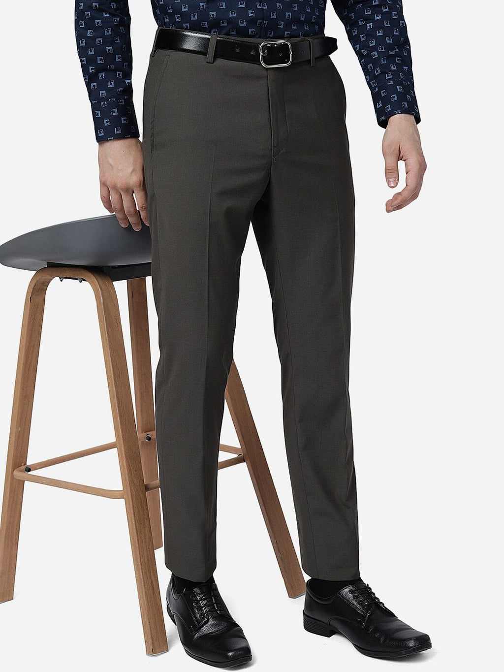  Greenfibre Men Slim Fit Mid-Rise Formal Trousers