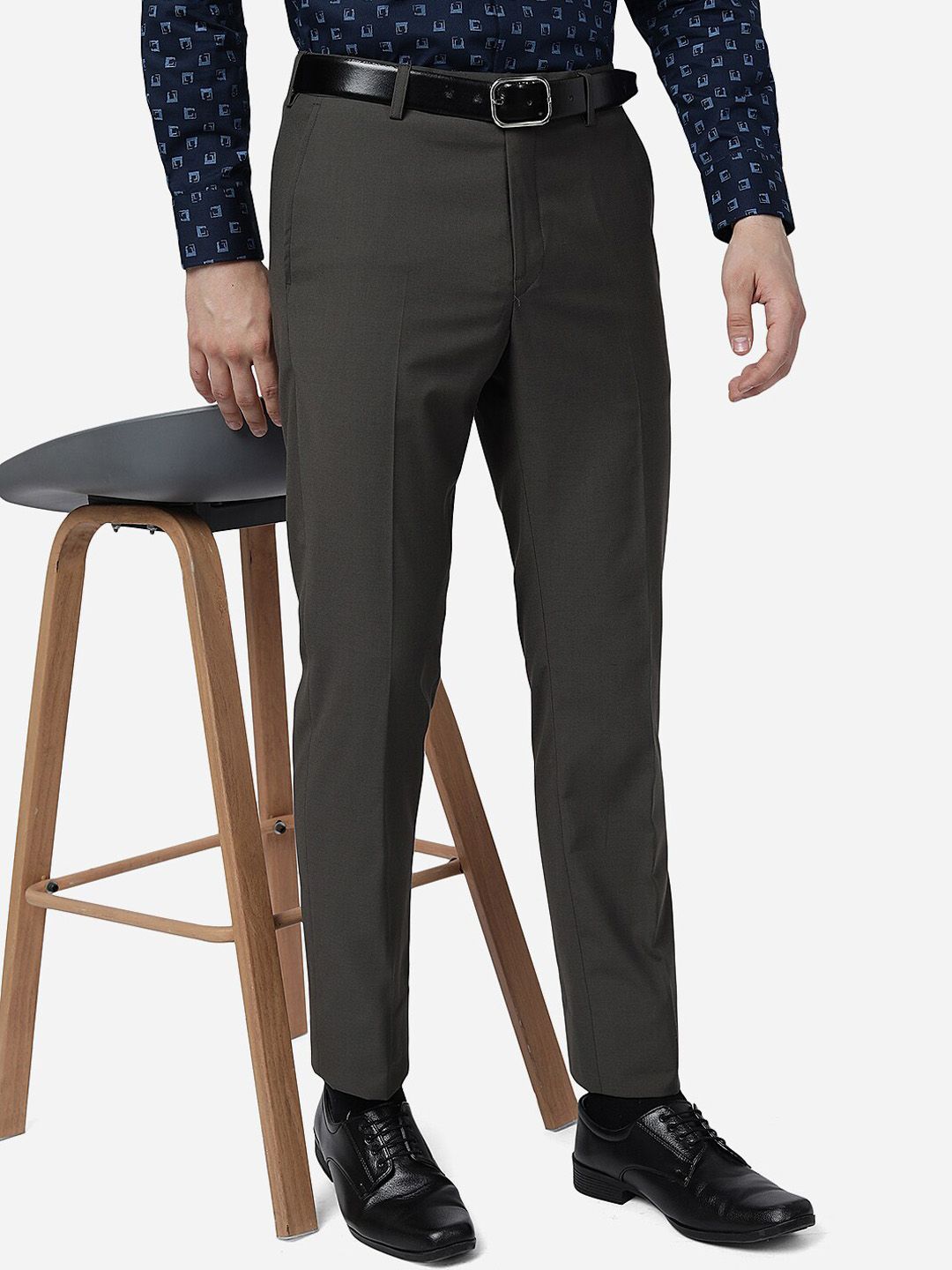  Greenfibre Men Slim Fit Mid-Rise Formal Trousers