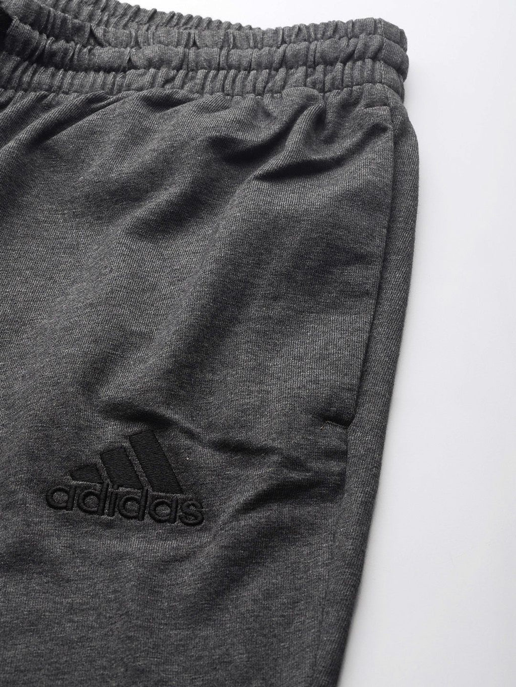  ADIDAS Men Charcoal Grey Brand Logo Embroidered Detail Track Pants