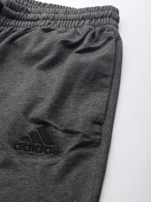  ADIDAS Men Charcoal Grey Brand Logo Embroidered Detail Track Pants