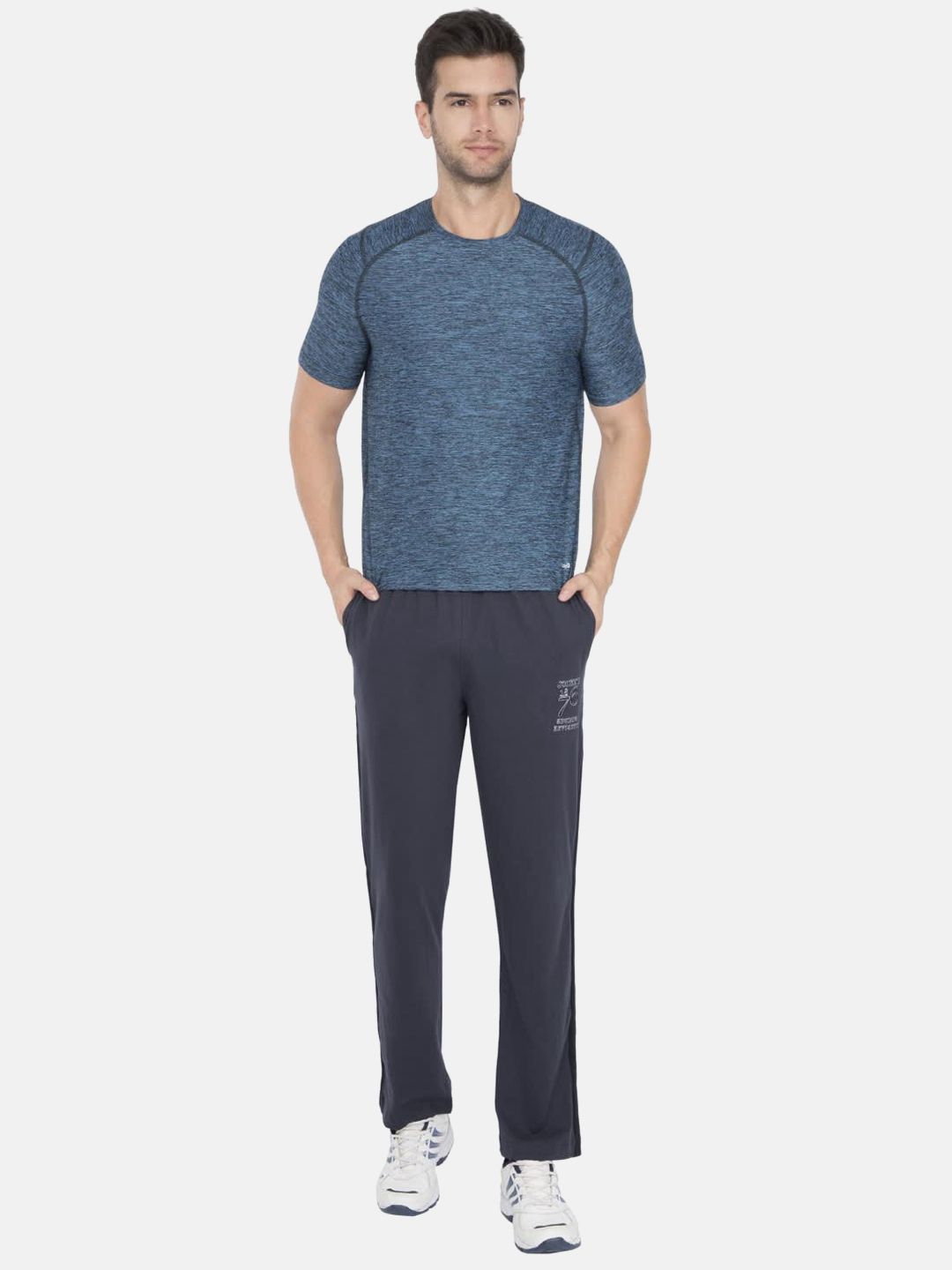  Jockey Men Grey Solid Track Pants With Side Stripes