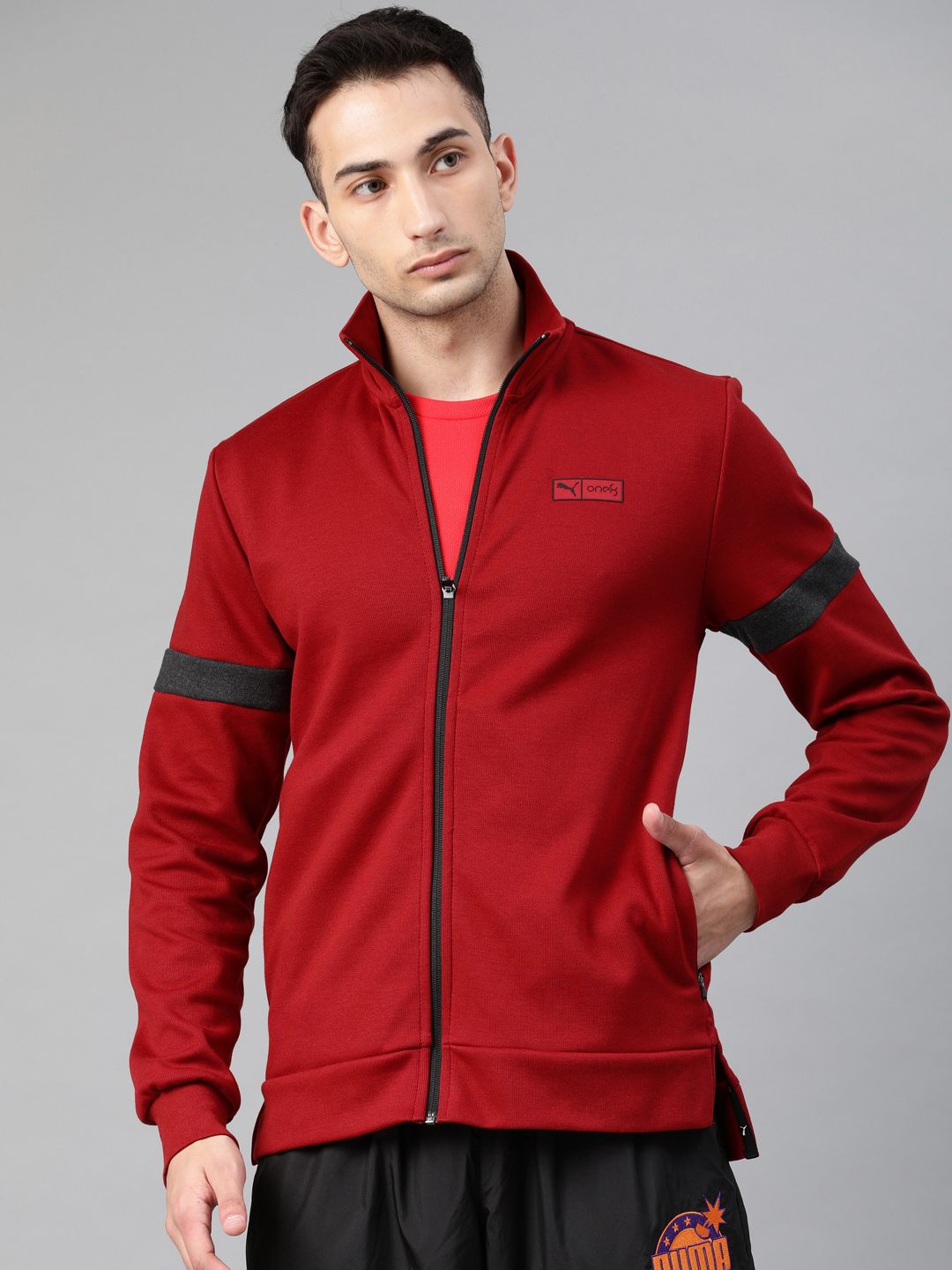  Puma Men Maroon Printed VK Ms Front-Open Track Sweatshirt