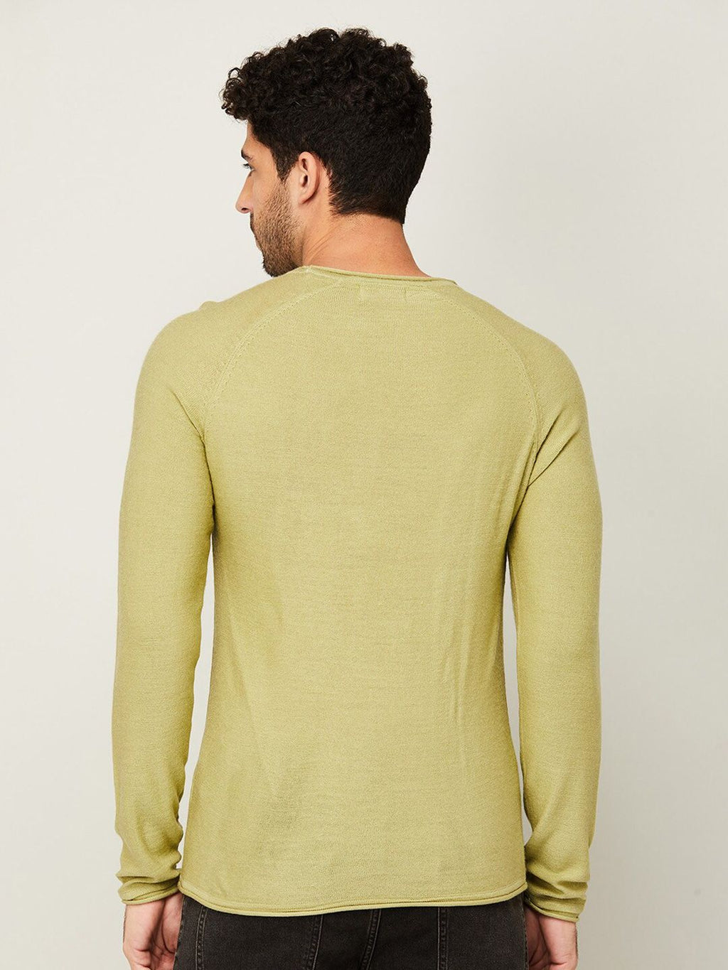  Forca By Lifestyle Men Mustard Flat Knit Acrylic Sweatshirt