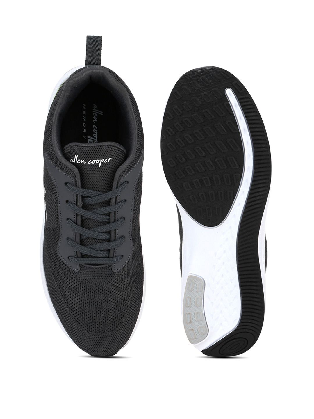 Allen Cooper Men Grey Mesh Running Non-Marking Shoes