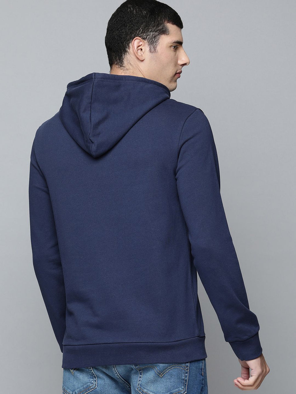  Levis Men Navy Blue Brand Logo Embroidered Hooded Pure Cotton Sweatshirt