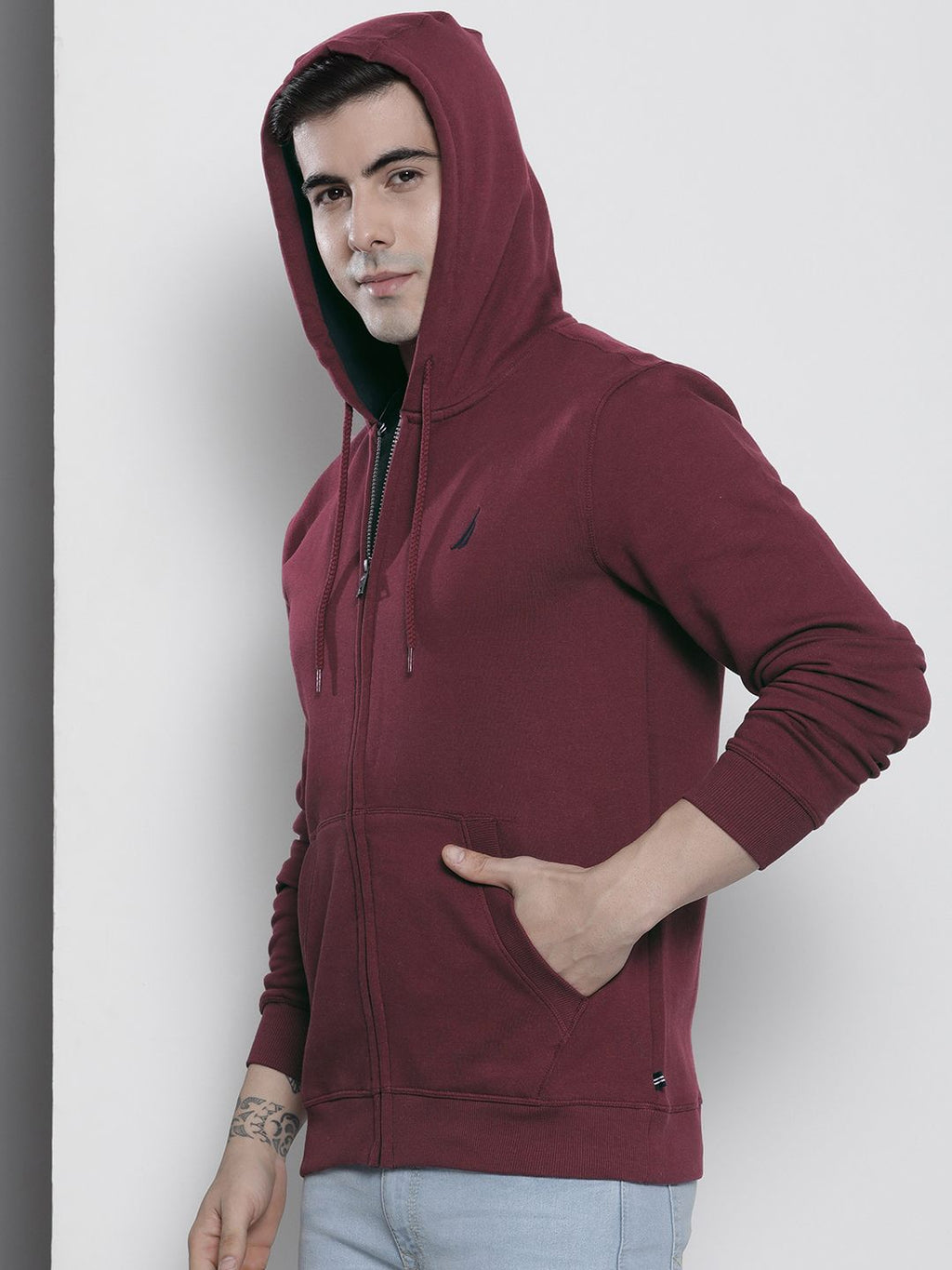  Nautica Men Front-Open Hooded Sweatshirt