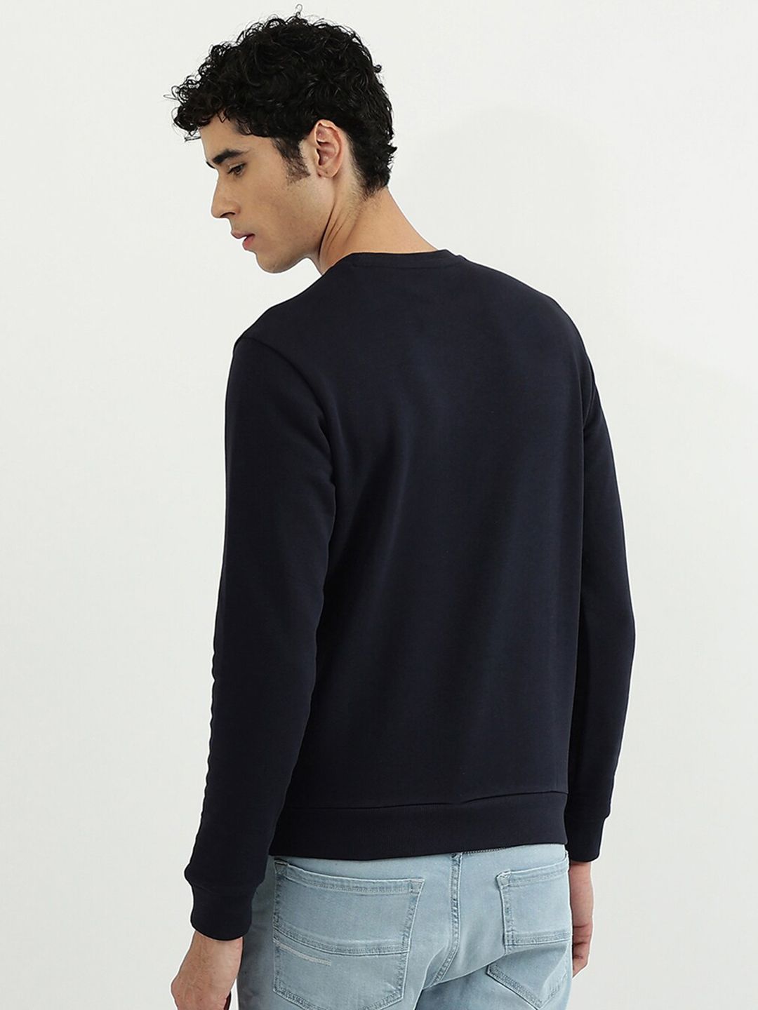  United Colors Of Benetton Men Navy Blue Printed Sweatshirt
