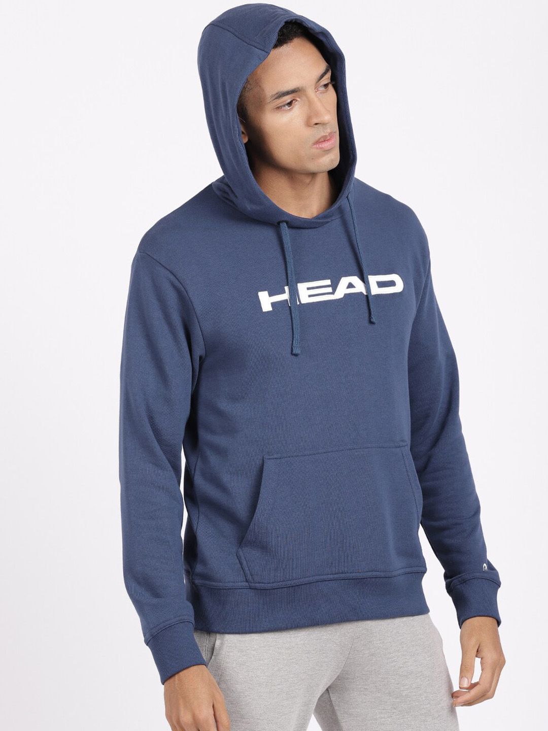  Head Men Blue Printed Hooded Sweatshirt