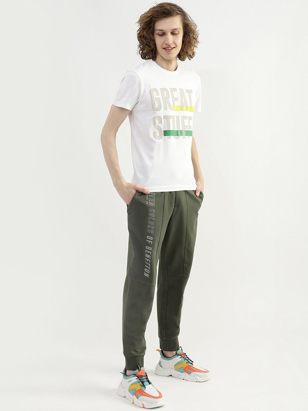  United Colors Of Benetton Men Printed Cotton Joggers