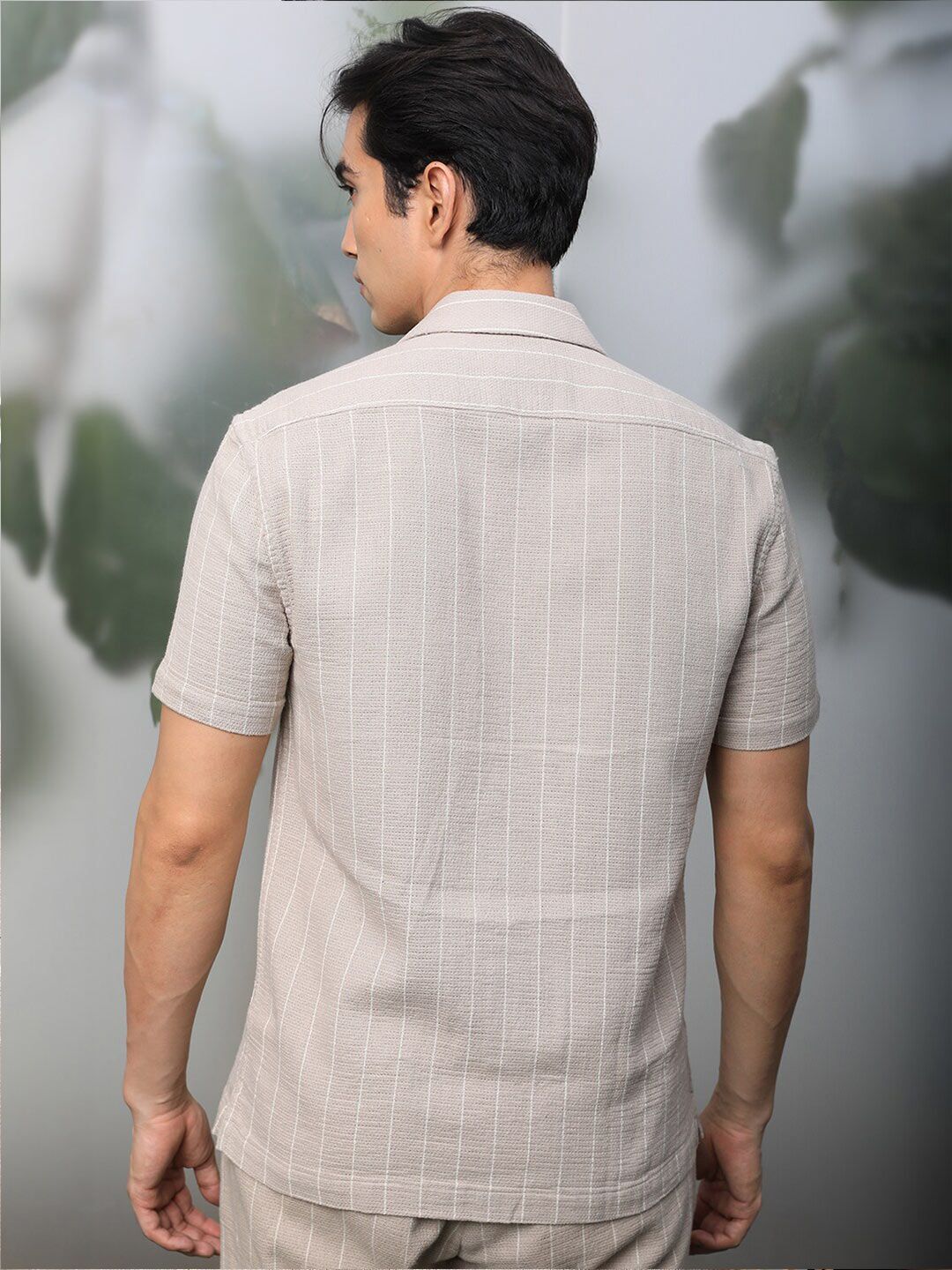  RARE RABBIT Slim Fit Striped Cuban Collar Cotton Casual Shirt