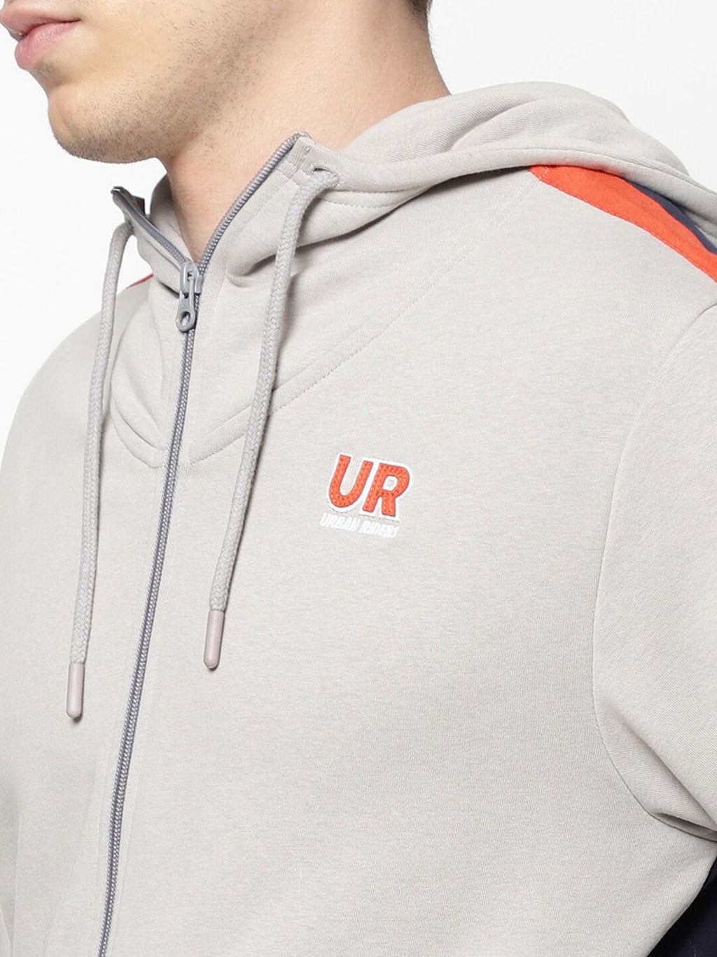  Lee Men Grey Colourblocked Hooded Sweatshirt