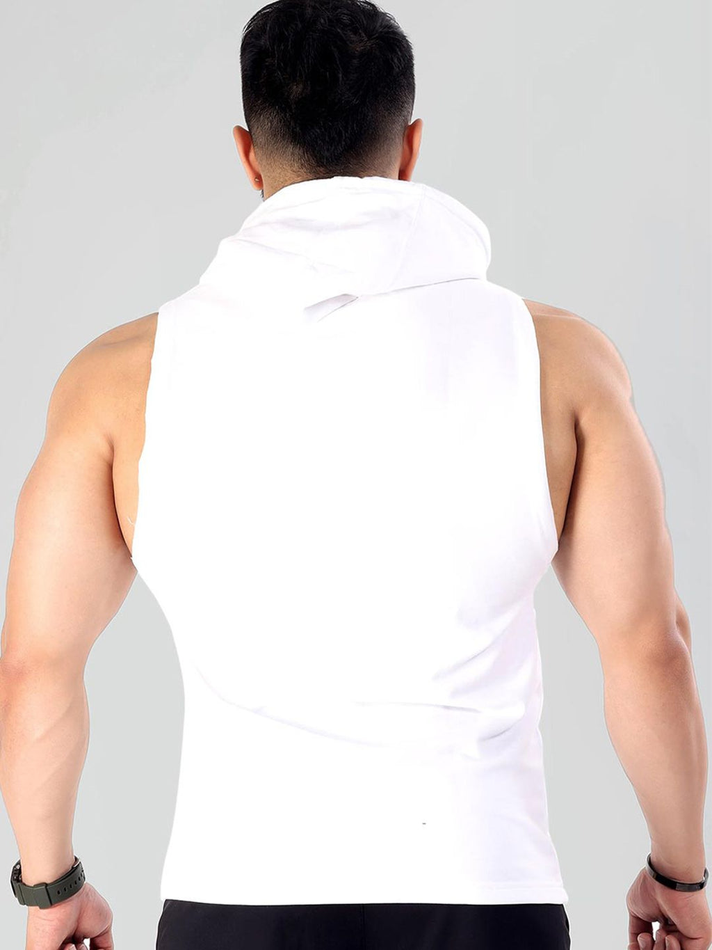  FUAARK Typography Printed Sleeveless Hooded Cotton Sweatshirt