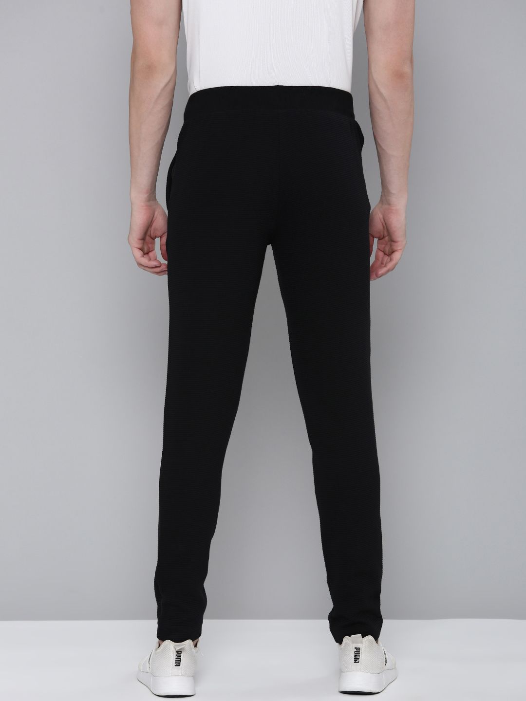  Puma Men Ottoman Mid-Rise DryCELL Self-Design Slim-Fit Track Pants