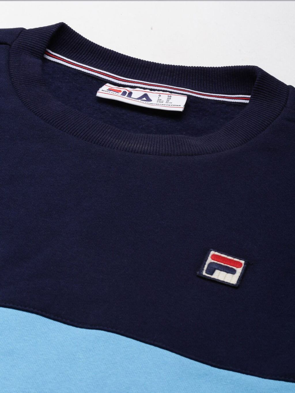  FILA Round Neck Colourblocked Cotton Pullover Sweatshirt