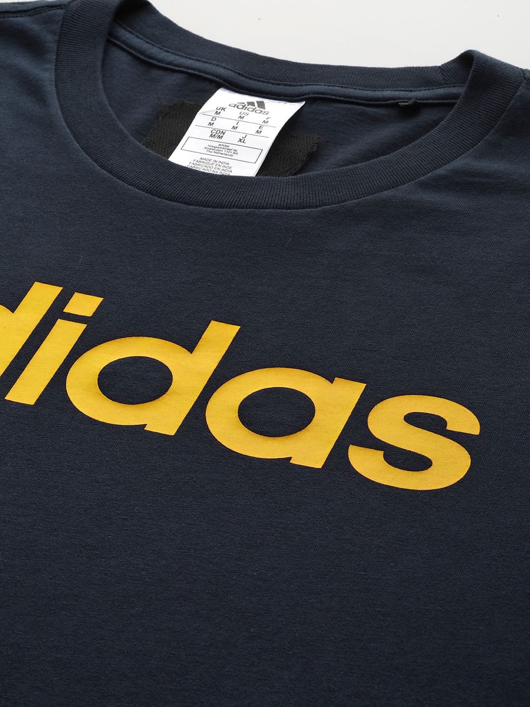  ADIDAS Men Essential Linear Single Jersey Brand Logo Print T-shirt