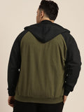  Sztori Men Plus Size Raglan Sleeves Front-Open Sweatshirt