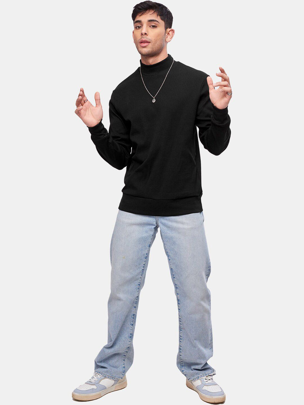  The Souled Store Men Cotton High Neck Solid Sweatshirt