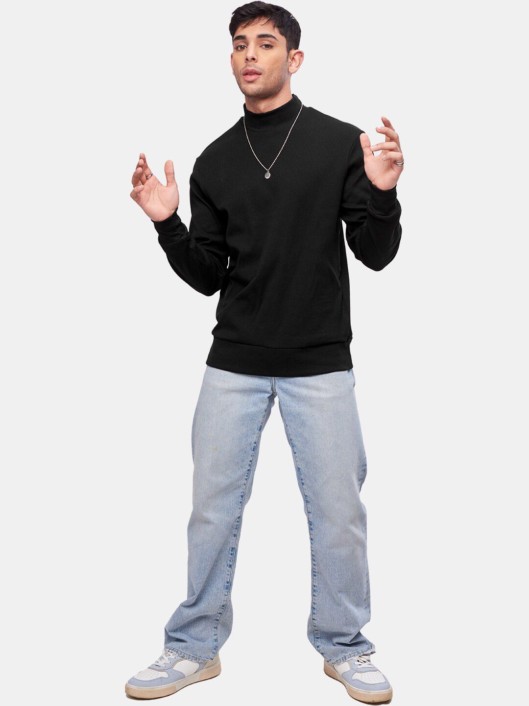  The Souled Store Men Cotton High Neck Solid Sweatshirt