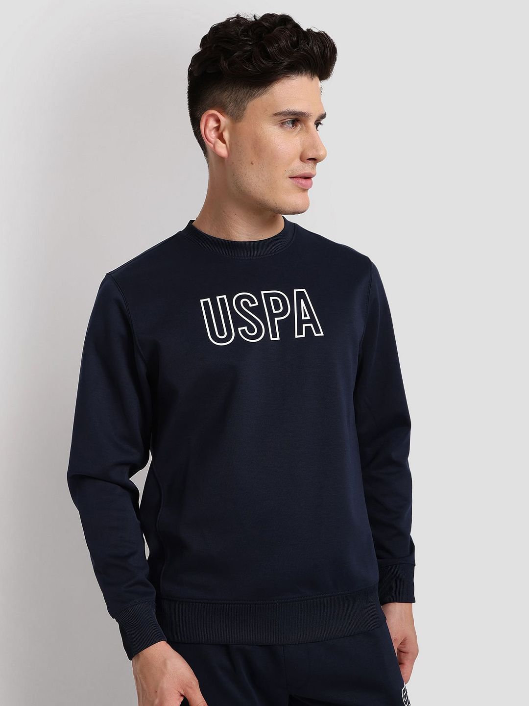  U.S. Polo Assn. Printed Round Neck Outline Logo Active Pullover Sweatshirt