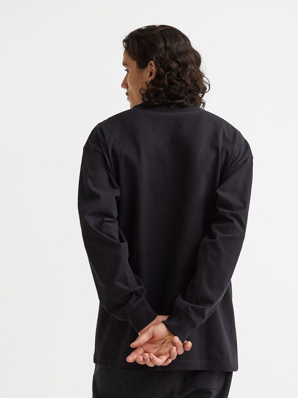  H&M Men Black Oversized Fit Cotton Top