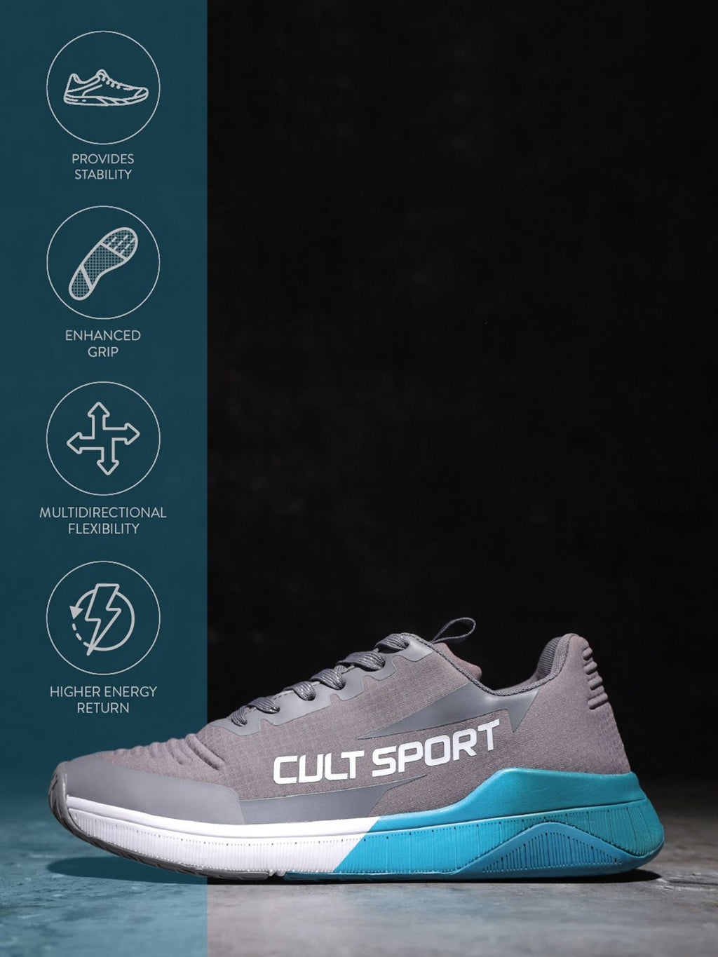  Cultsport Men Grey & Blue X1 Training Shoes