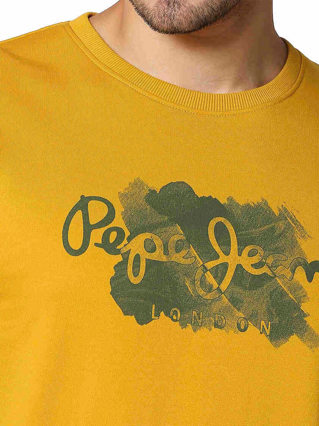  Pepe Jeans Men Yellow Printed Sweatshirt