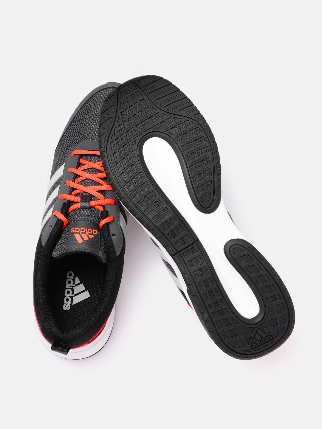 ADIDAS Men Charcoal Grey Woven Design Adiglide Running Shoes