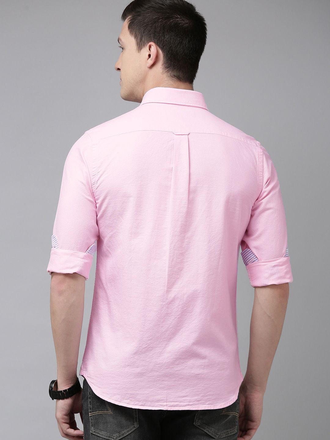 U.S. Polo Assn. U S Polo Assn Men Pink Solid Tailored Fit Pure Cotton Casual Shirt