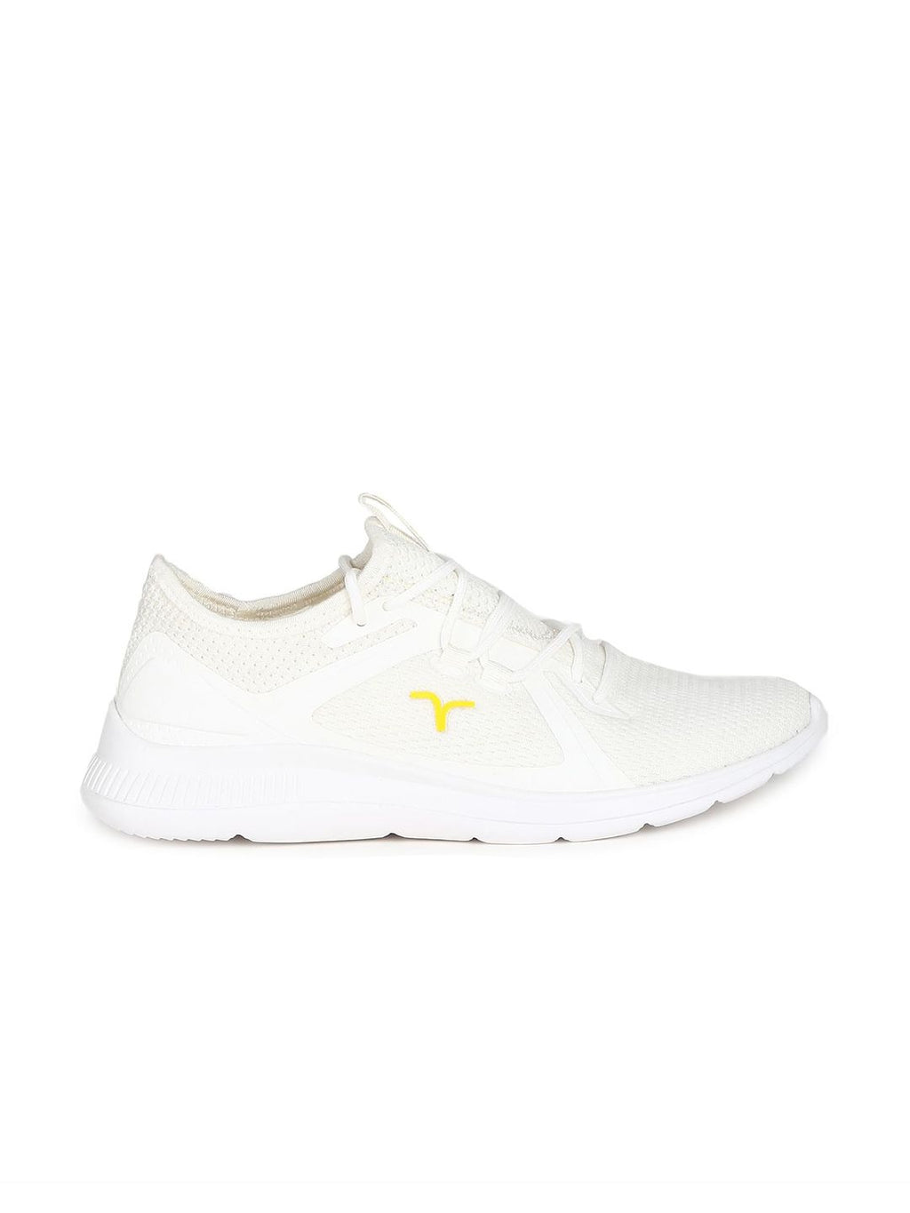  Flying Machine Men Lace-Up Mid-Top Off White Mesh Walking Shoes