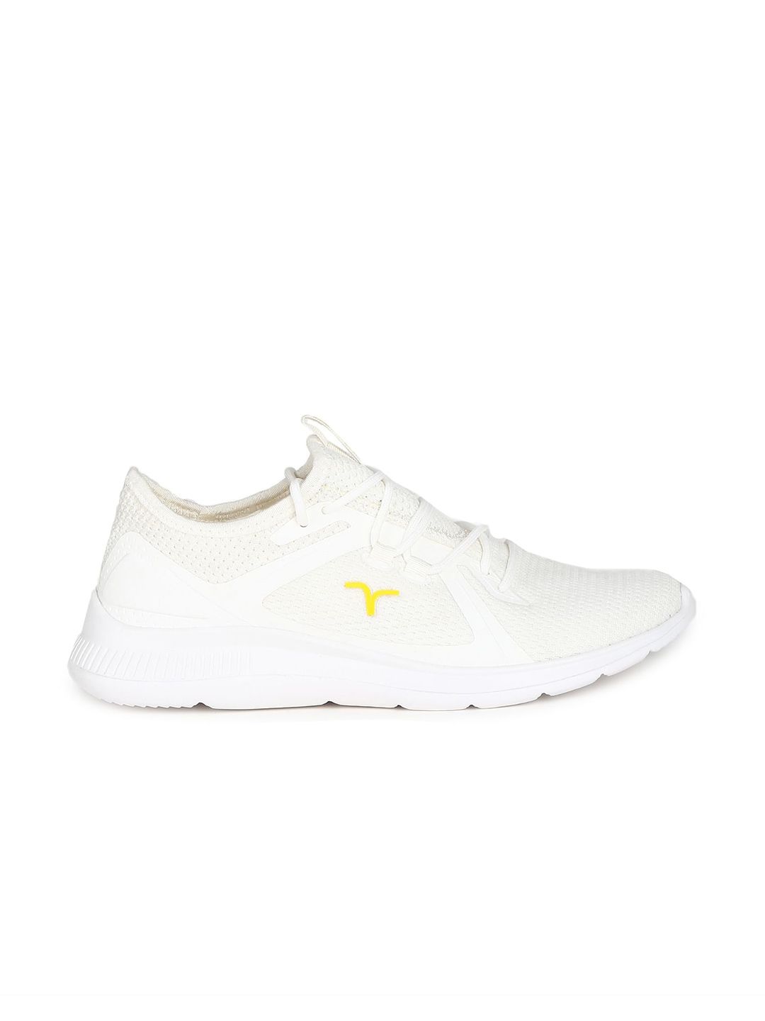  Flying Machine Men Lace-Up Mid-Top Off White Mesh Walking Shoes