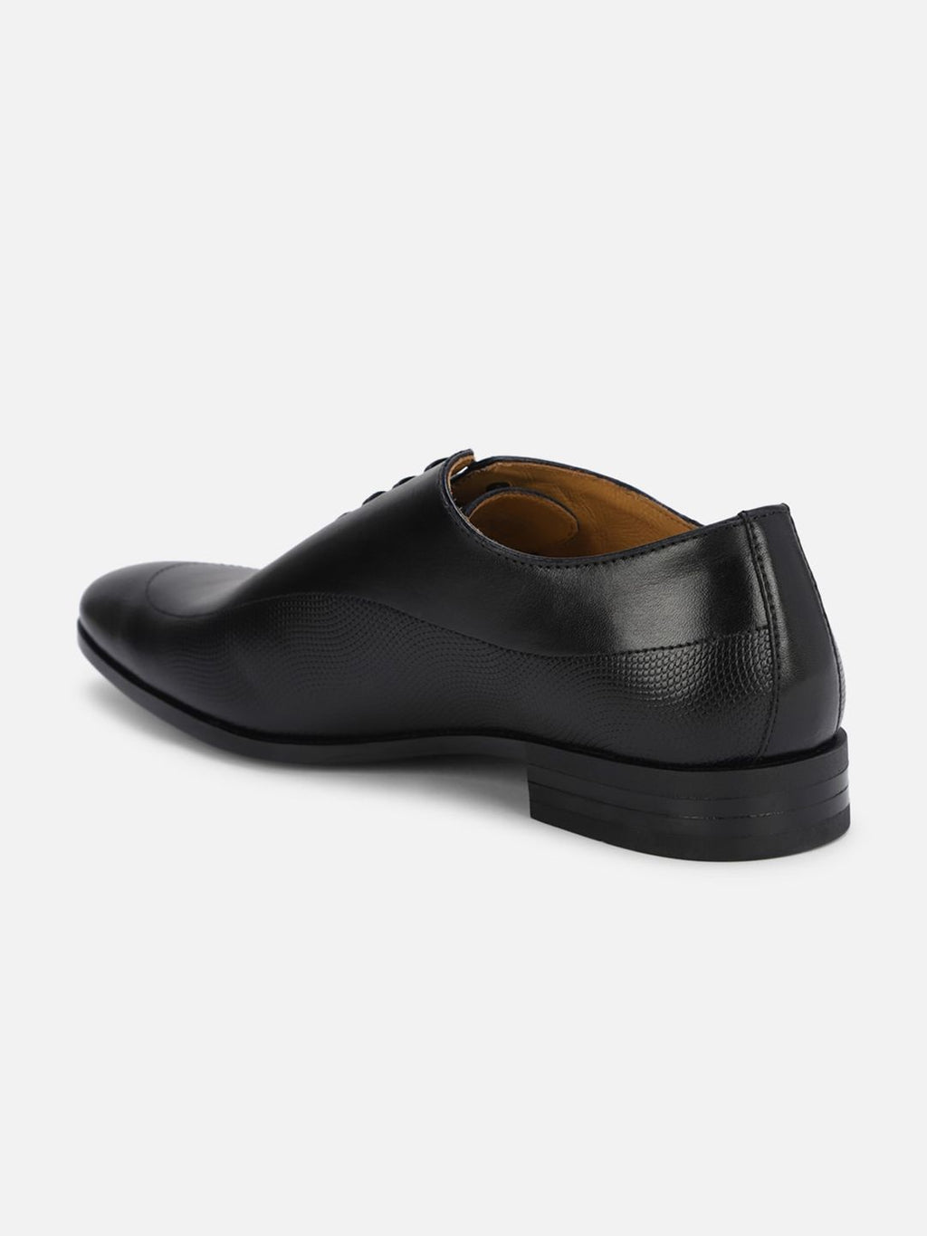  Louis Philippe Men Black Solid Leather Formal Derbys