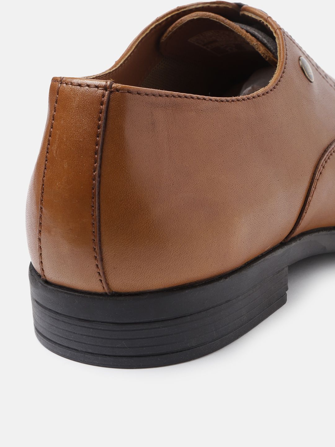  Louis Philippe Men Tan Brown Leather Formal Oxfords With Brogue Detail